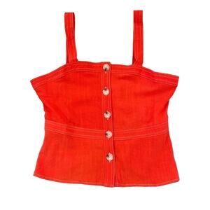 NWT Francesca's Harper Heritage Red/Orange Button Tank Top - SIZE MEDIUM